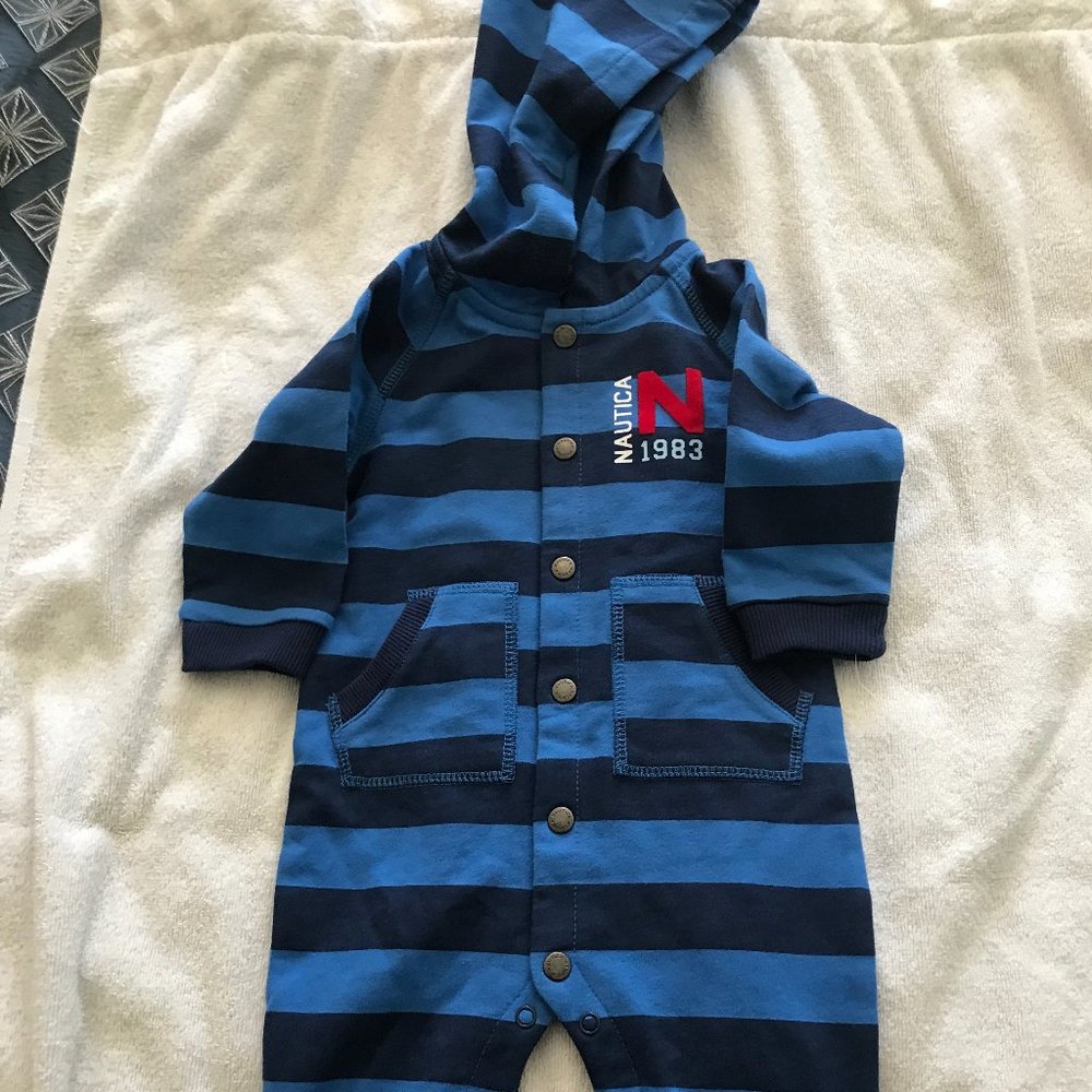 Nautica hooded long sleeve Onesie for boys